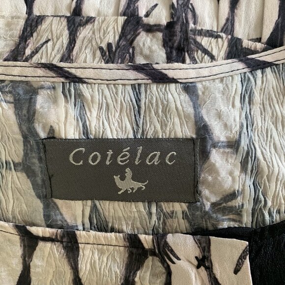 Cotelac Blouse 0 Short Sleeve Black Tan Artsy Unique Workwear - Picture 6 of 8